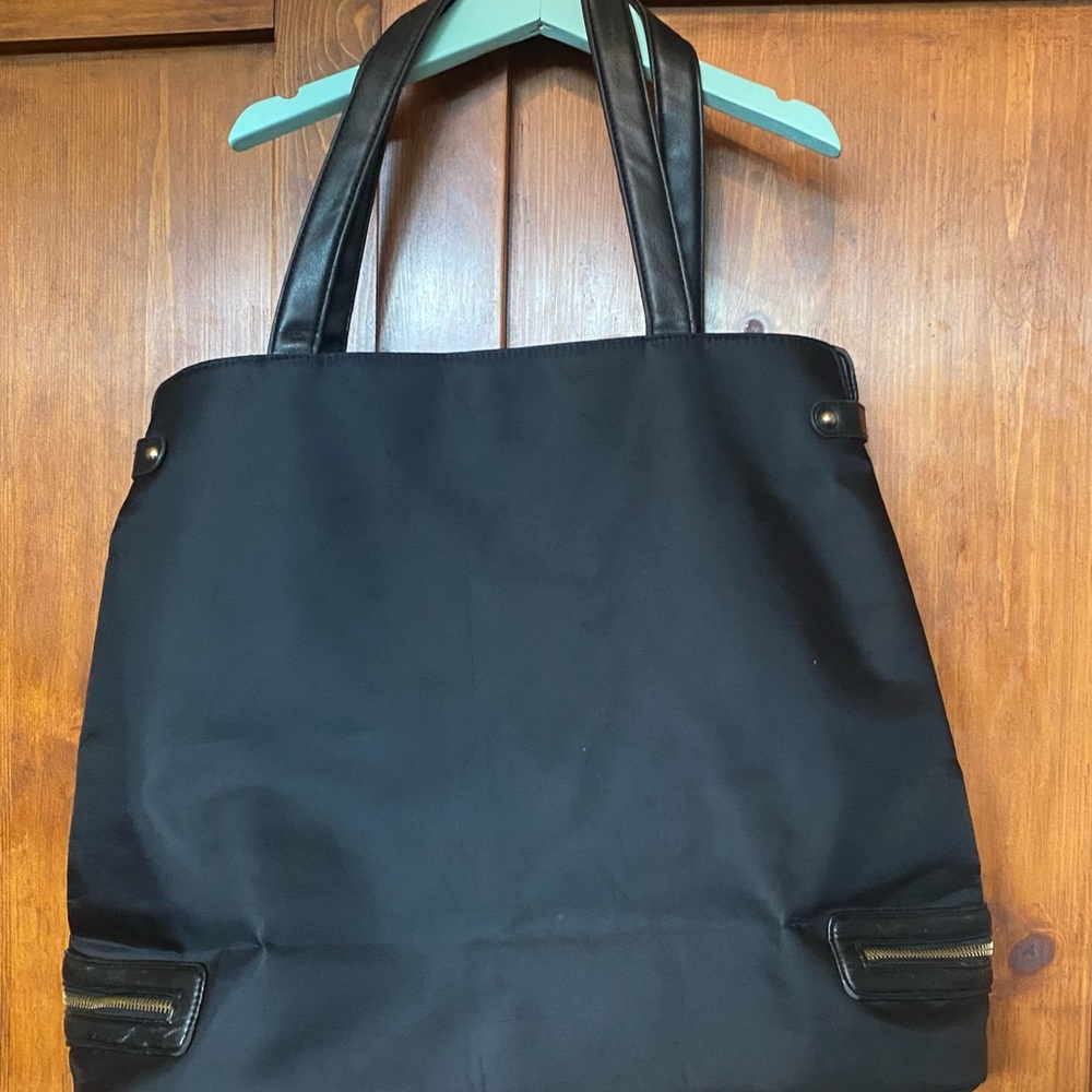 3 for $15 Black Tote Bag with Zipper Accents - Picture 2 of 13